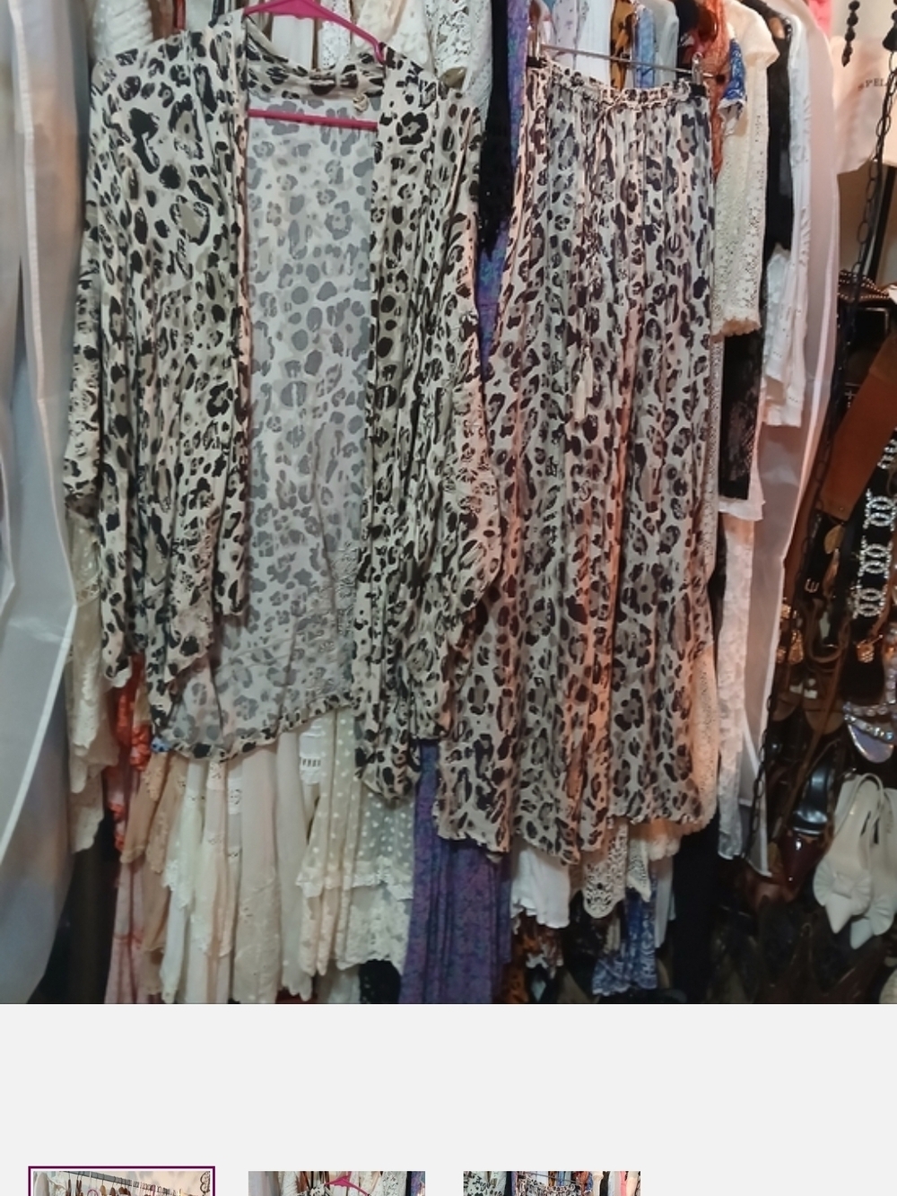 Spell Leopard Print Two-Piece Skirt and Kimono Set - Neutral Tones